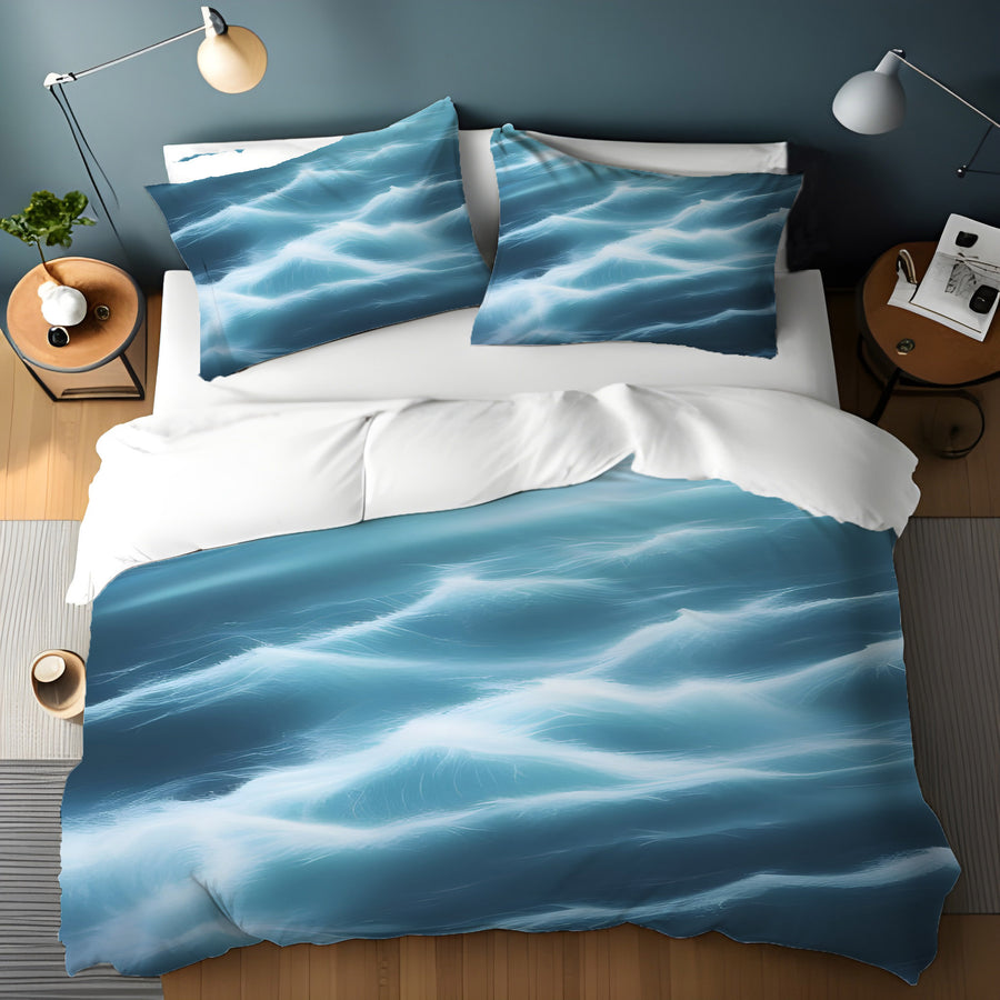 Blue Ocean Wave Texture Pattern Duvet Cover
