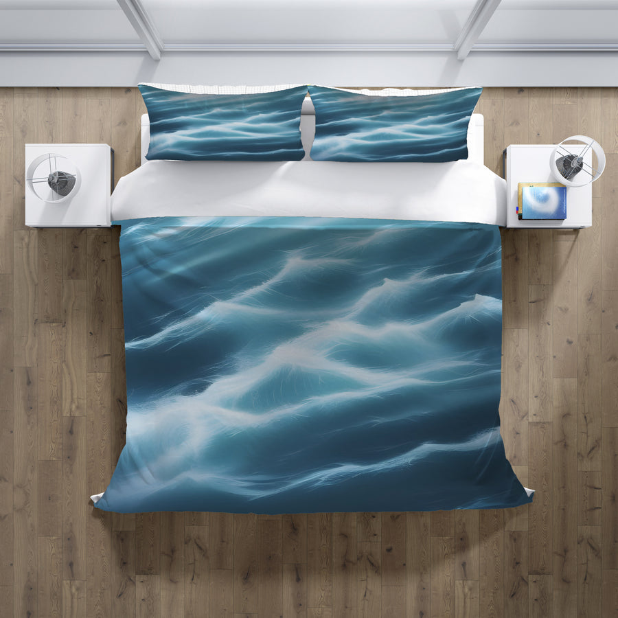Blue Ocean Wave Texture Pattern Duvet Cover