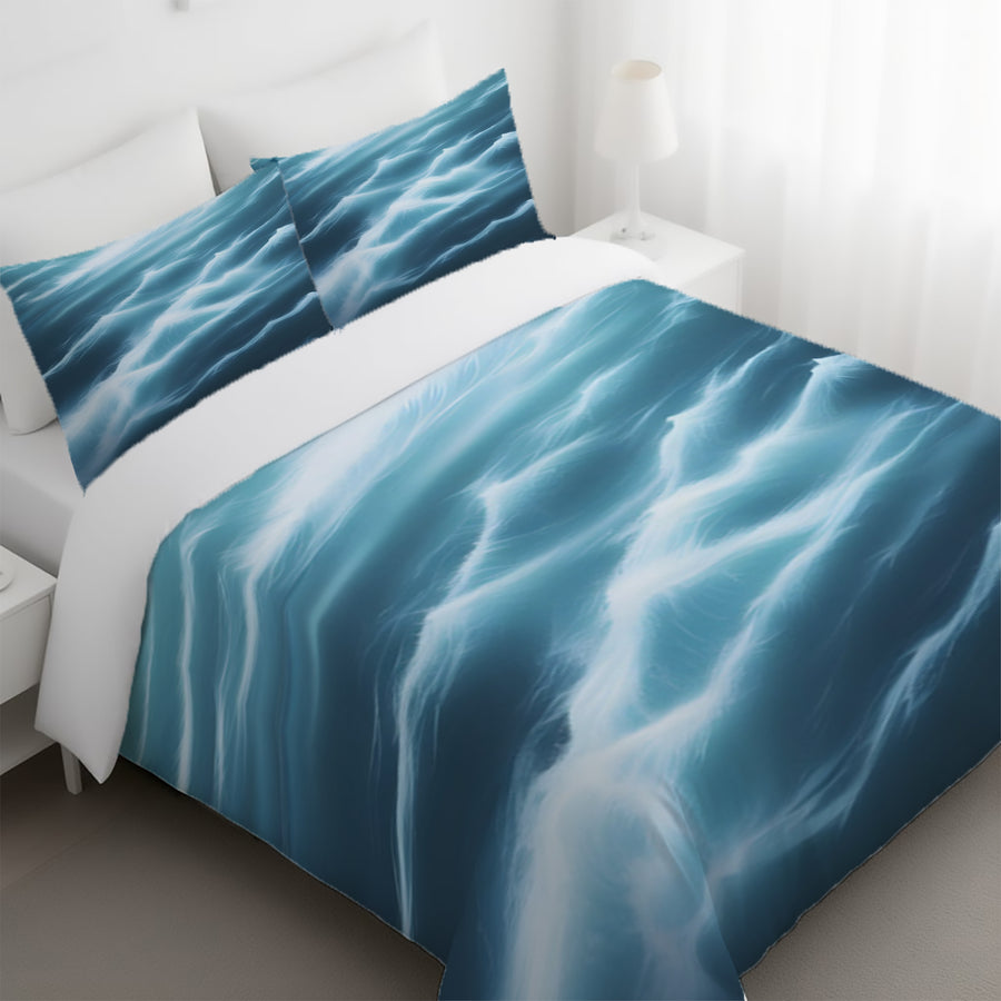 Blue Ocean Wave Texture Pattern Duvet Cover