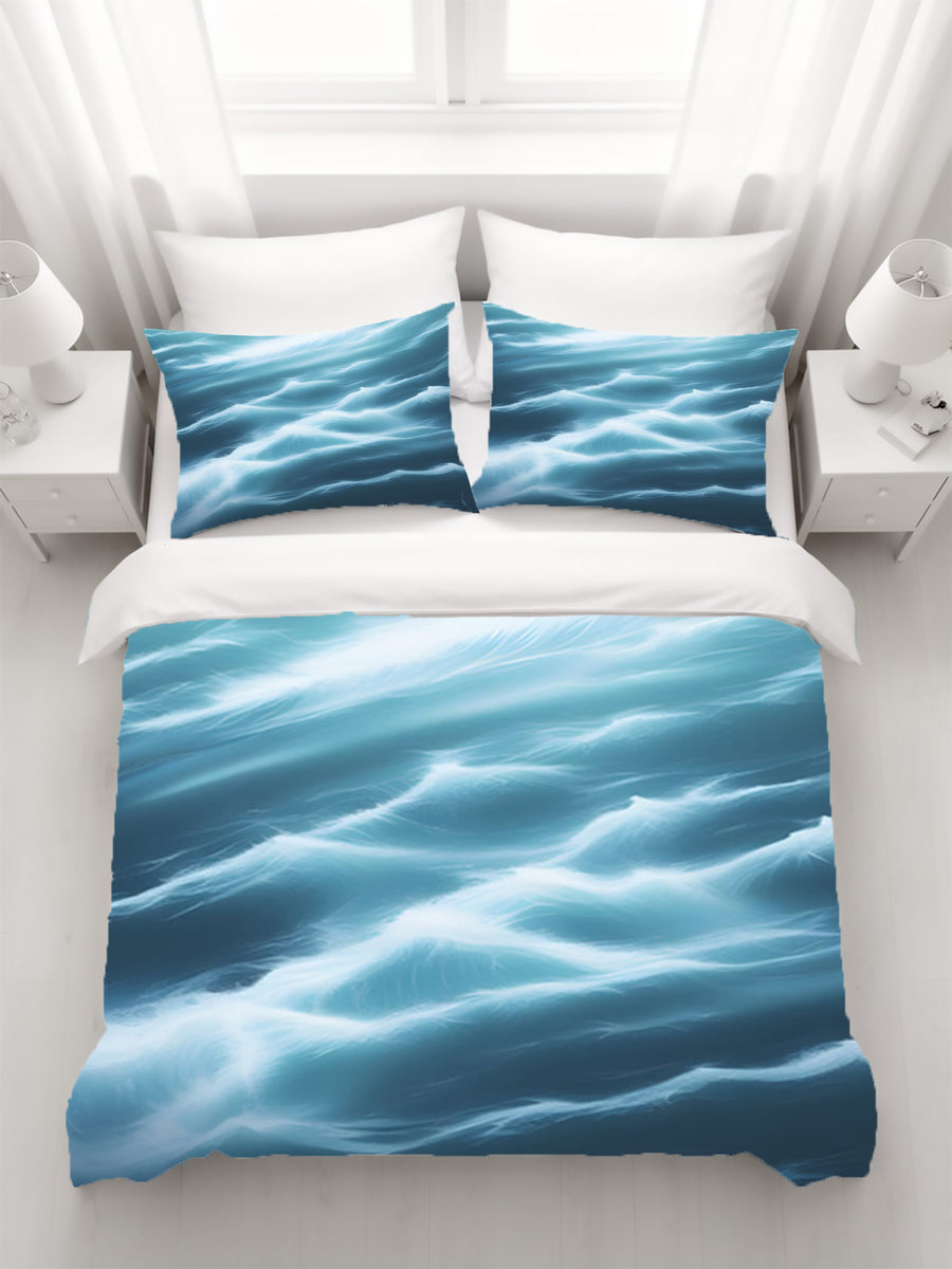 Blue Ocean Wave Texture Pattern Duvet Cover