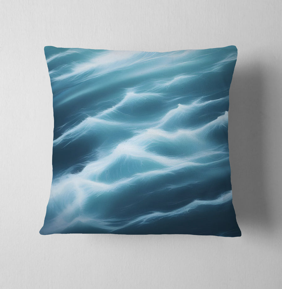 Blue Ocean Wave Texture Pattern Throw Pillow Cover