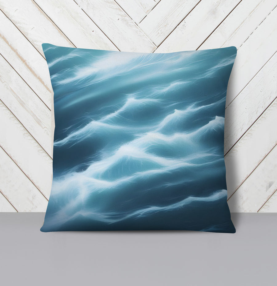 Blue Ocean Wave Texture Pattern Throw Pillow Cover