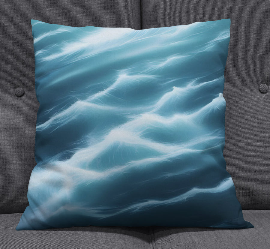 Blue Ocean Wave Texture Pattern Throw Pillow Cover