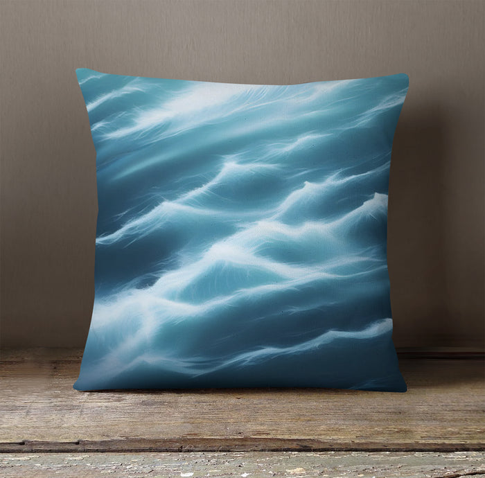 Blue Ocean Wave Texture Pattern Throw Pillow Cover