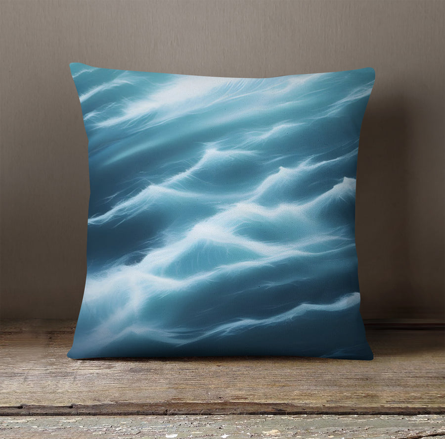 Blue Ocean Wave Texture Pattern Throw Pillow Cover