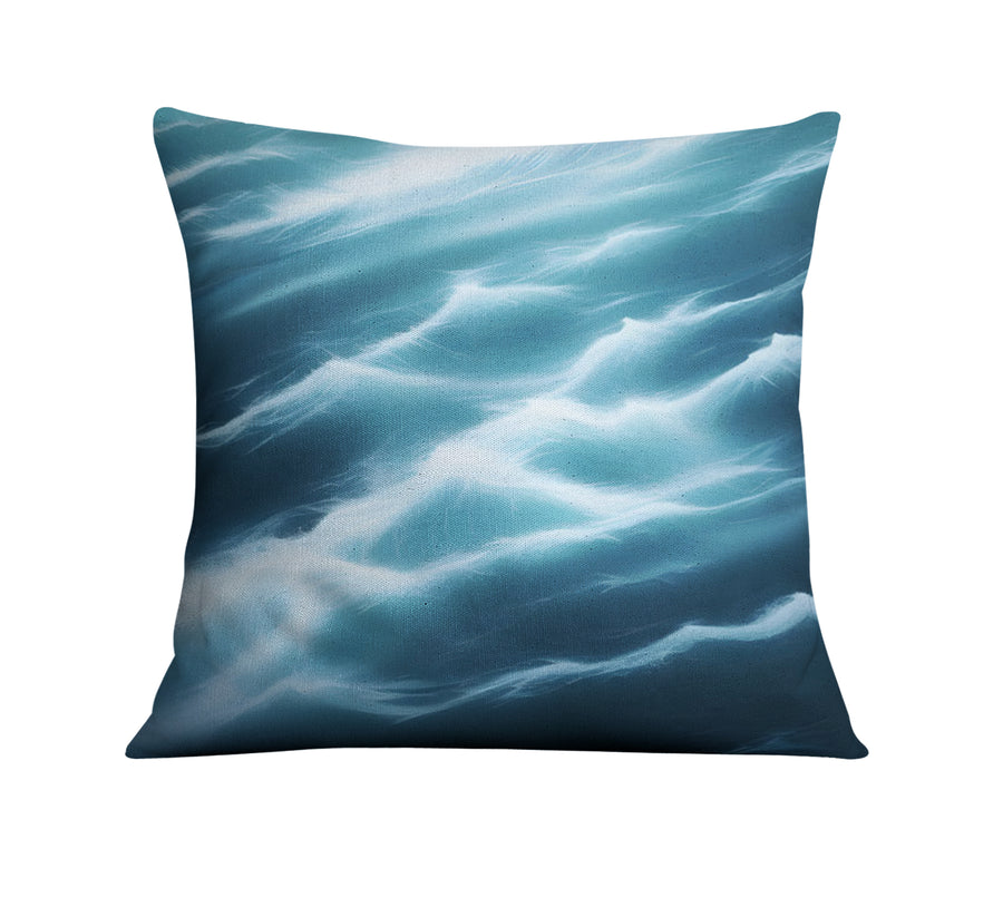 Blue Ocean Wave Texture Pattern Throw Pillow Cover