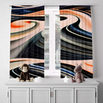 Abstract Window Curtains - Gray and Orange Desert Swirl - Deja Blue Studios