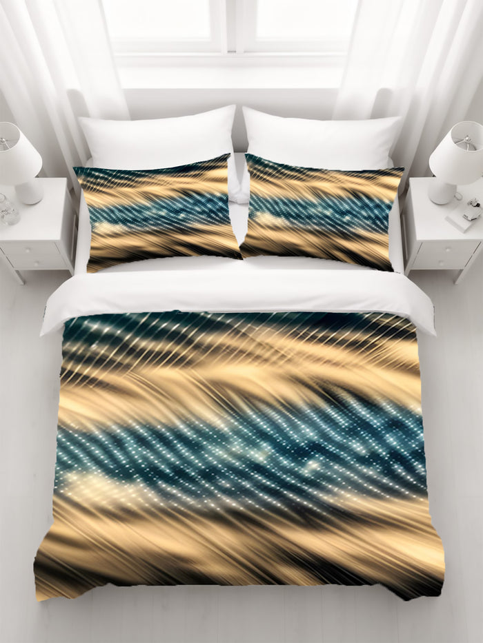 Gold and Black Woven Texture Pattern Duvet Cover