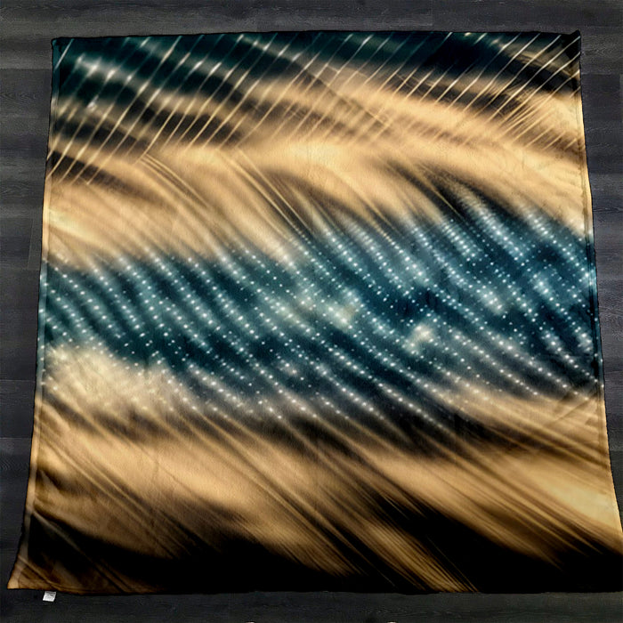 Gold and Black Woven Texture Pattern Fleece Sherpa Blanket