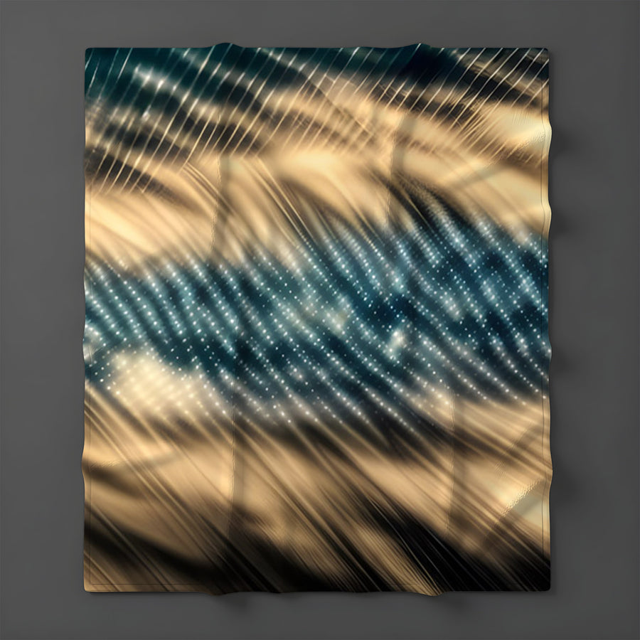 Gold and Black Woven Texture Pattern Fleece Sherpa Blanket