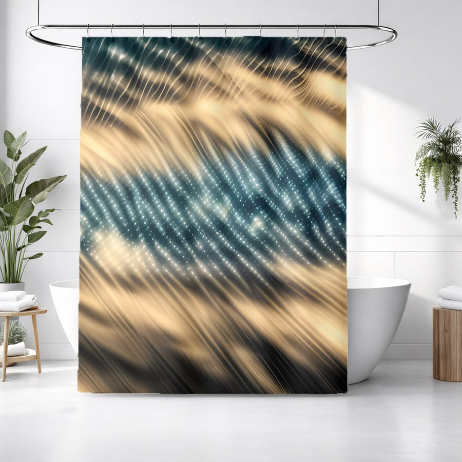 Gold and Black Woven Texture Pattern Shower Curtain