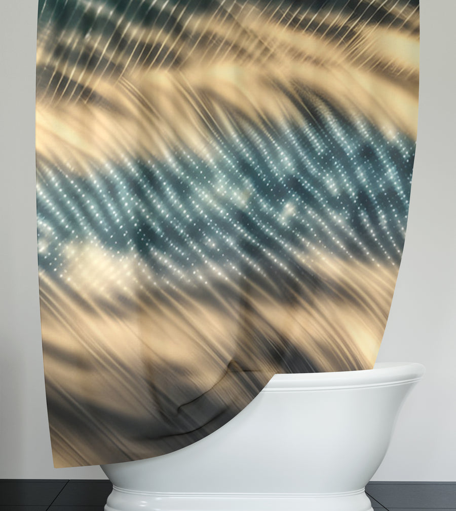 Gold and Black Woven Texture Pattern Shower Curtain