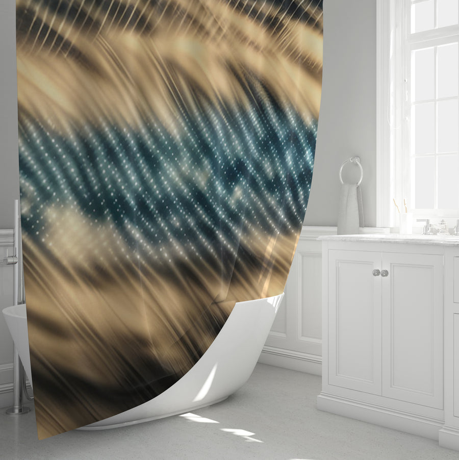 Gold and Black Woven Texture Pattern Shower Curtain
