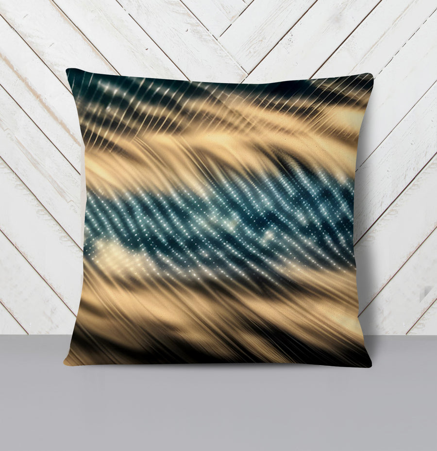 Gold and Black Woven Texture Pattern Throw Pillow Cover