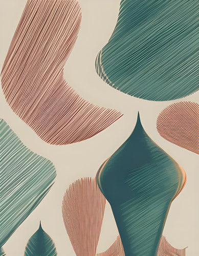 Beige and Green Organic Shape Pattern