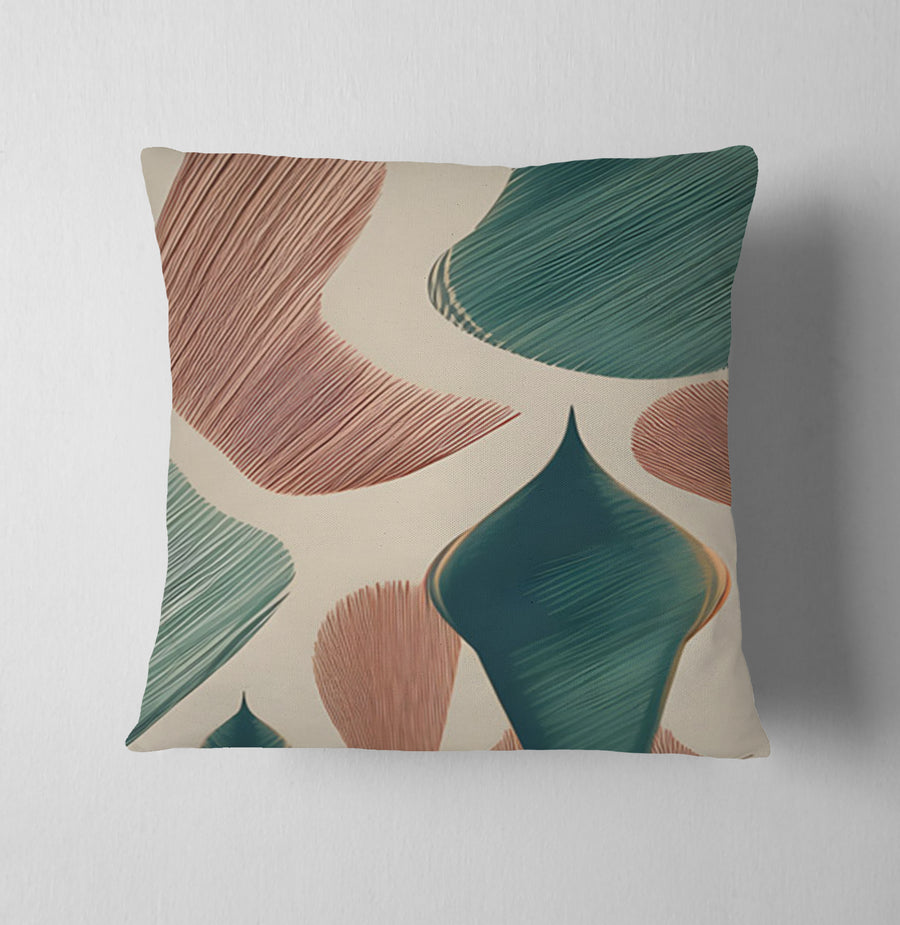 Beige and Green Organic Shape Pattern Throw Pillow Cover