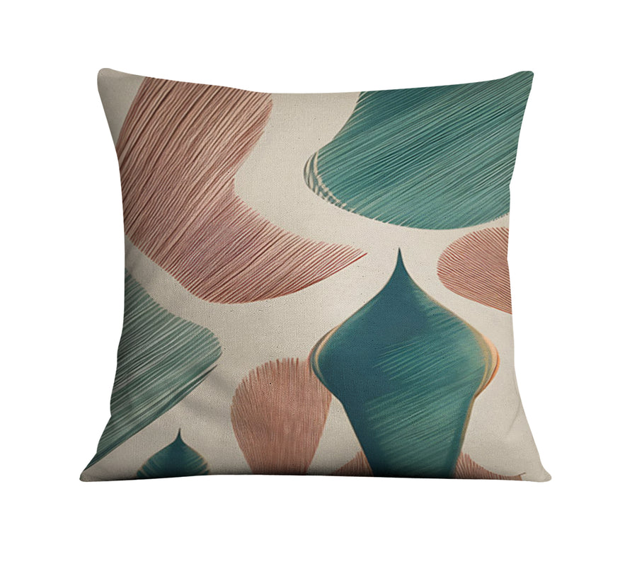 Beige and Green Organic Shape Pattern Throw Pillow Cover