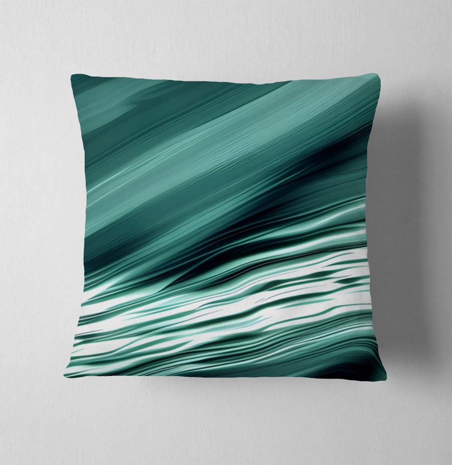 Teal Fluid Wave Abstract Pattern Throw Pillow Cover
