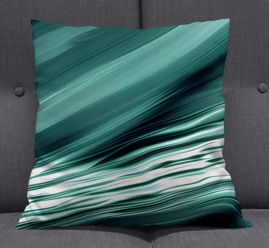 Teal Fluid Wave Abstract Pattern Throw Pillow Cover