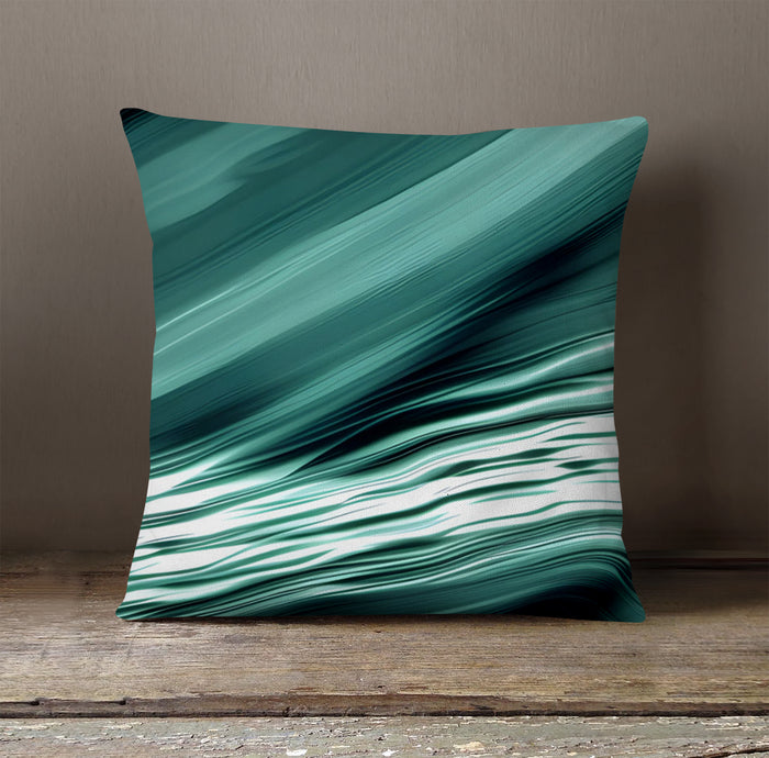 Teal Fluid Wave Abstract Pattern Throw Pillow Cover