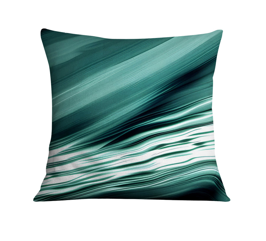 Teal Fluid Wave Abstract Pattern Throw Pillow Cover