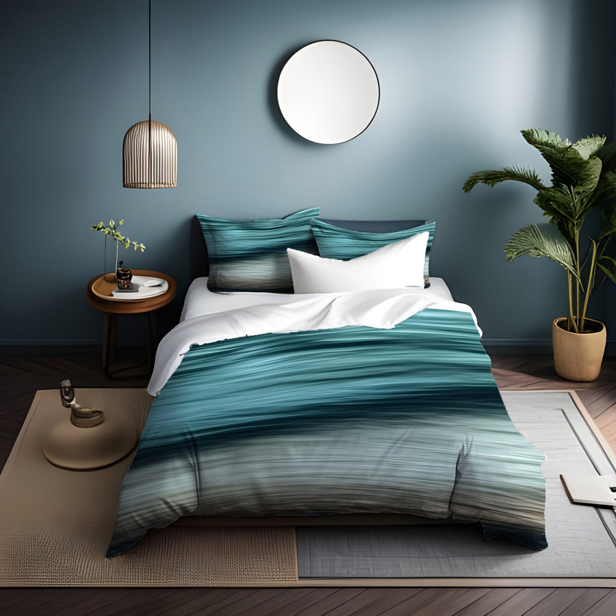 Teal Ocean Surface Texture Pattern Duvet Cover