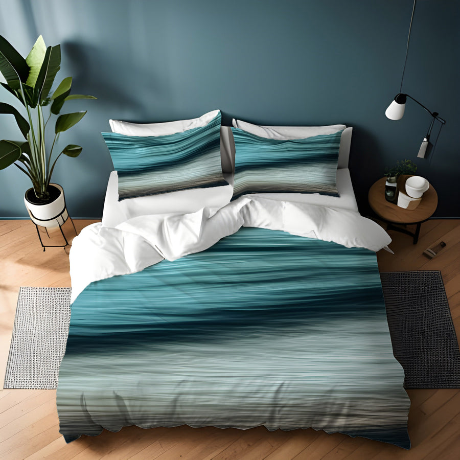 Teal Ocean Surface Texture Pattern Duvet Cover