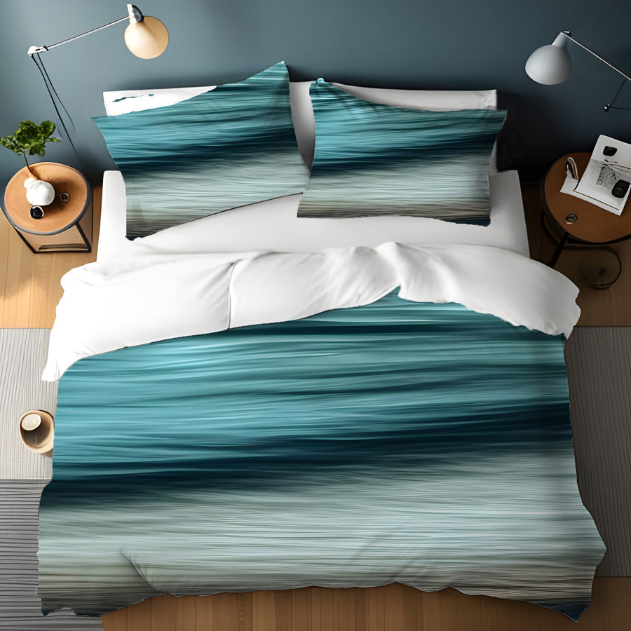 Teal Ocean Surface Texture Pattern Duvet Cover
