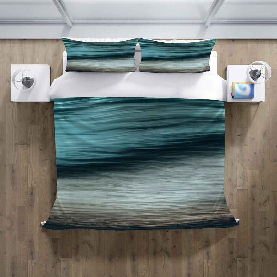 Teal Ocean Surface Texture Pattern Duvet Cover