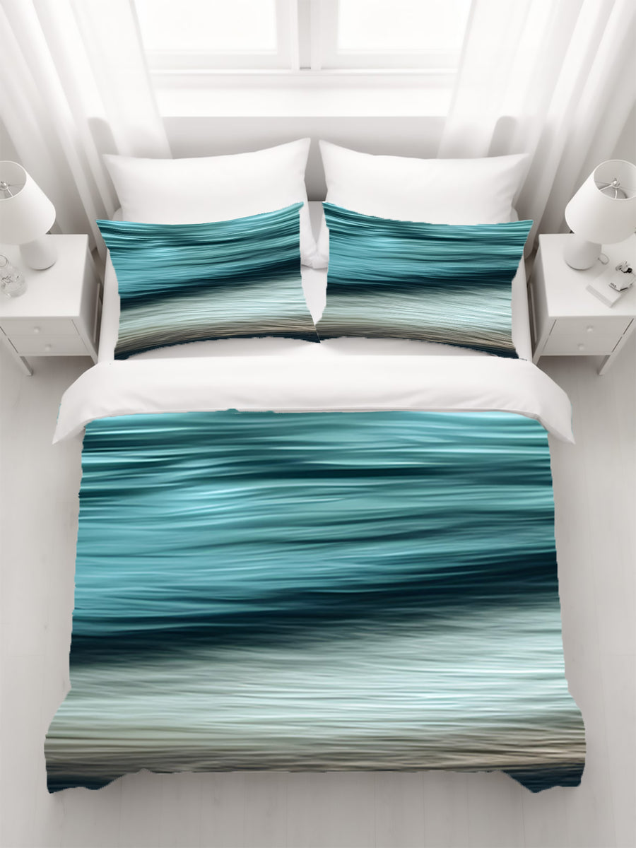 Teal Ocean Surface Texture Pattern Duvet Cover