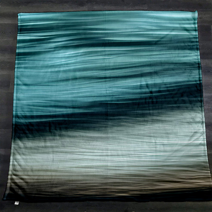 Teal Ocean Surface Texture Pattern Fleece Sherpa Blanket