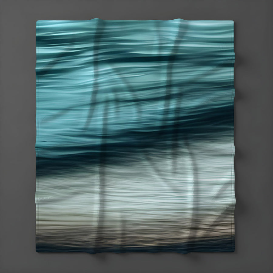 Teal Ocean Surface Texture Pattern Fleece Sherpa Blanket