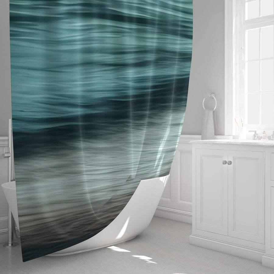 Teal Ocean Surface Texture Pattern Shower Curtain