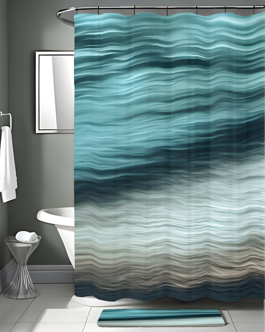 Teal Ocean Surface Texture Pattern Shower Curtain