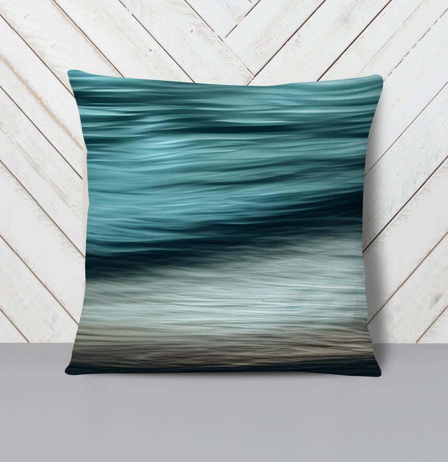 Teal Ocean Surface Texture Pattern Throw Pillow Cover