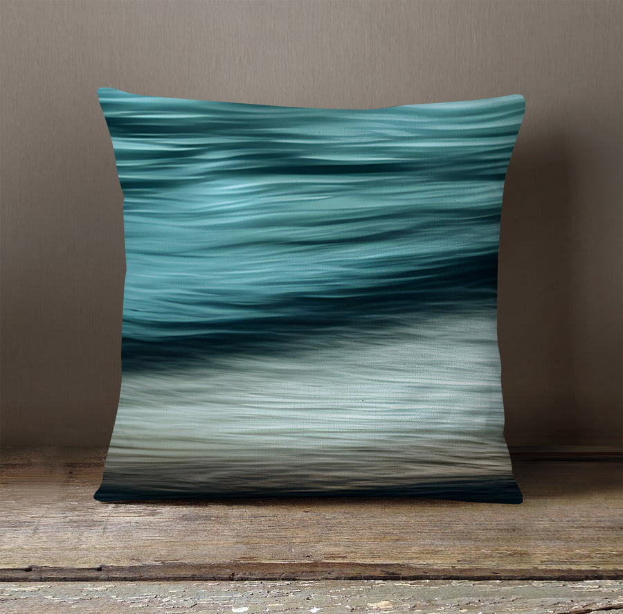 Teal Ocean Surface Texture Pattern Throw Pillow Cover