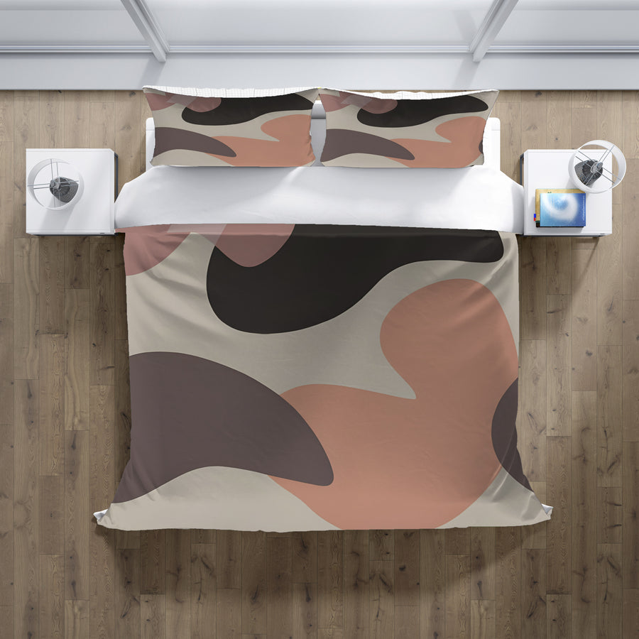 Beige and Brown Abstract Shape Pattern Duvet Cover