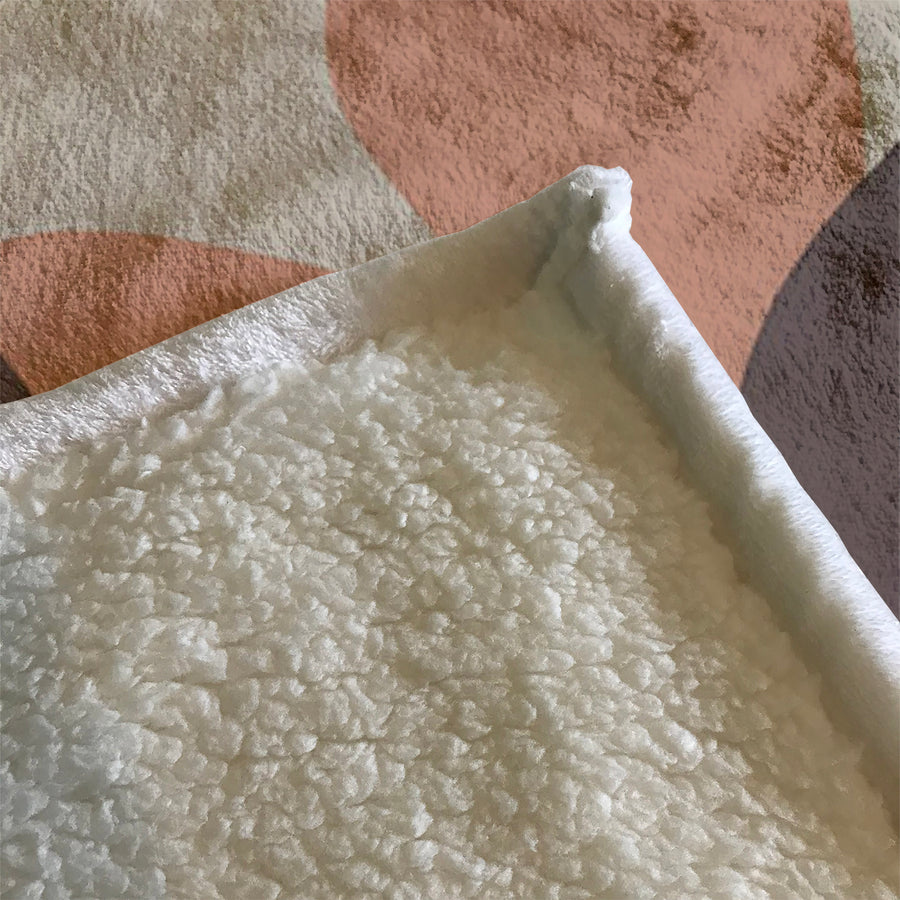 Beige and Brown Abstract Shape Pattern Fleece Sherpa Blanket
