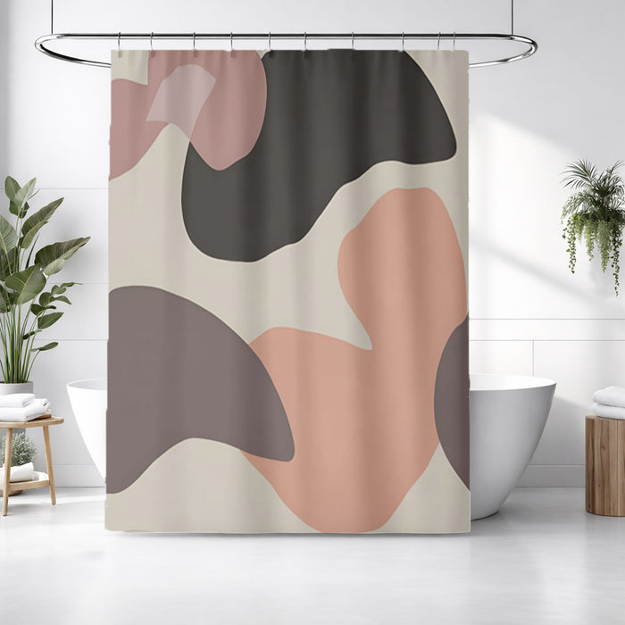 Beige and Brown Abstract Shape Pattern Shower Curtain