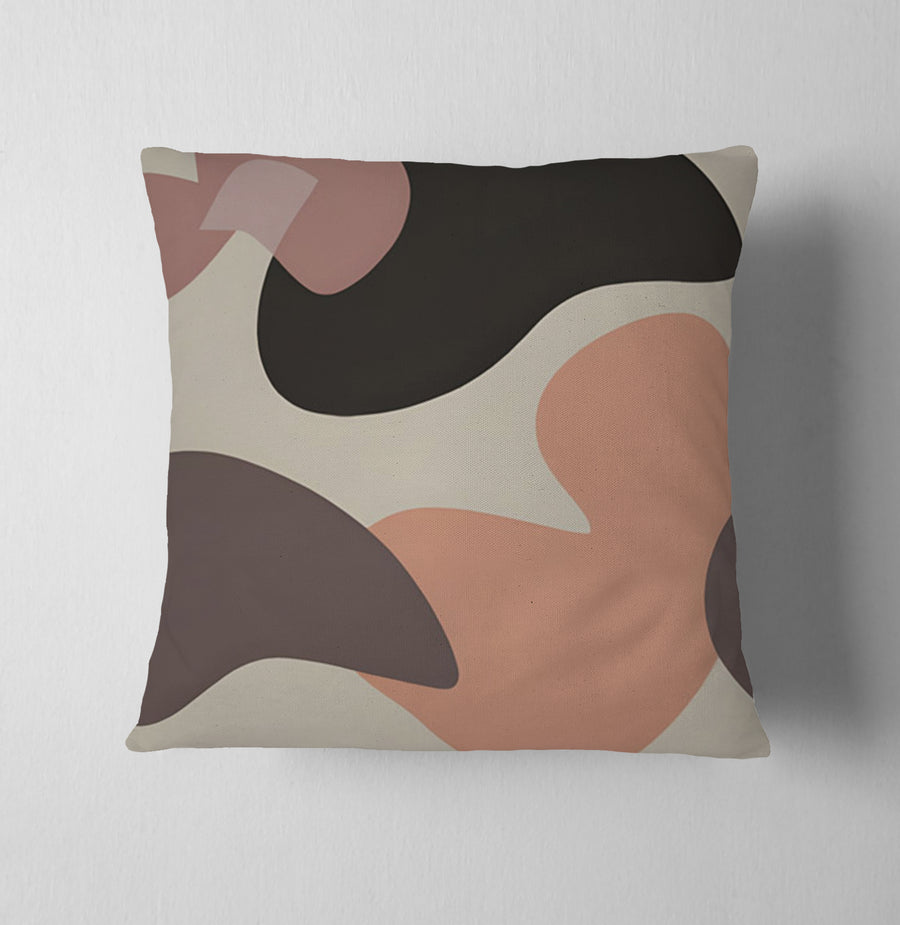 Beige and Brown Abstract Shape Pattern Throw Pillow Cover