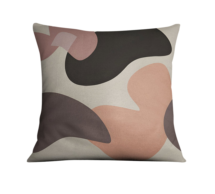 Beige and Brown Abstract Shape Pattern Throw Pillow Cover