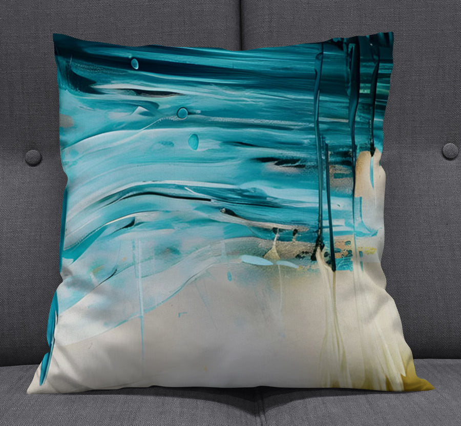 Teal Abstract Coastal Texture Pattern Throw Pillow Cover