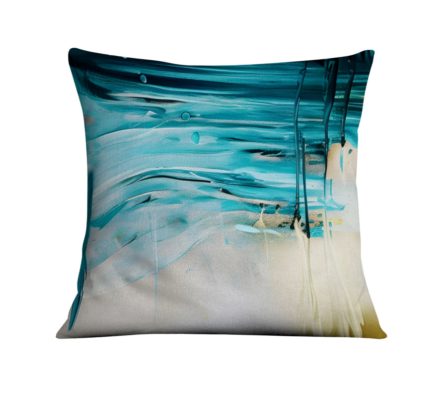 Teal Abstract Coastal Texture Pattern Throw Pillow Cover