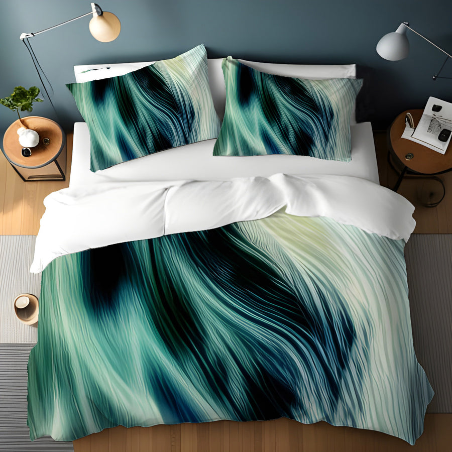 Teal Abstract Fluid Texture Pattern Duvet Cover