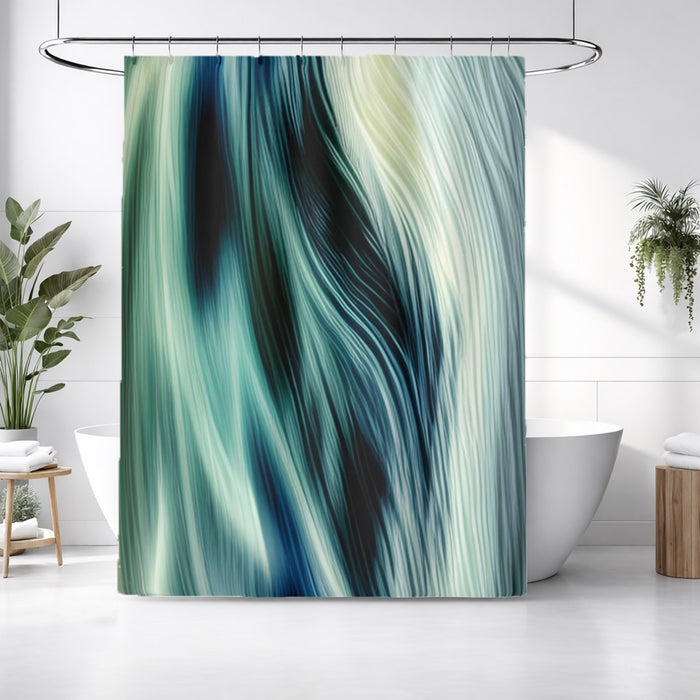 Teal Abstract Fluid Texture Pattern Shower Curtain
