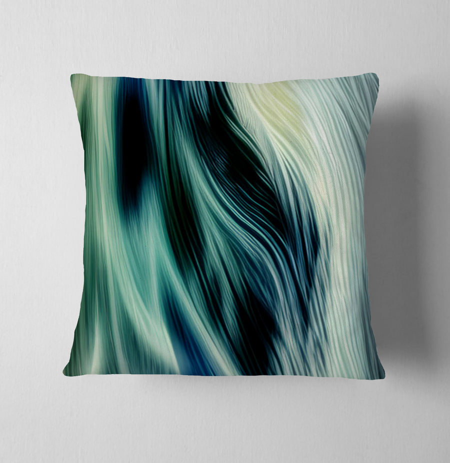 Teal Abstract Fluid Texture Pattern Throw Pillow Cover
