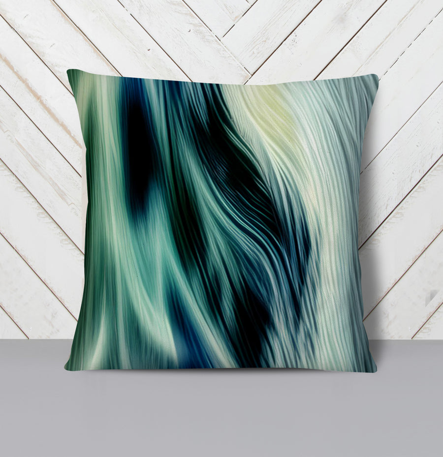 Teal Abstract Fluid Texture Pattern Throw Pillow Cover