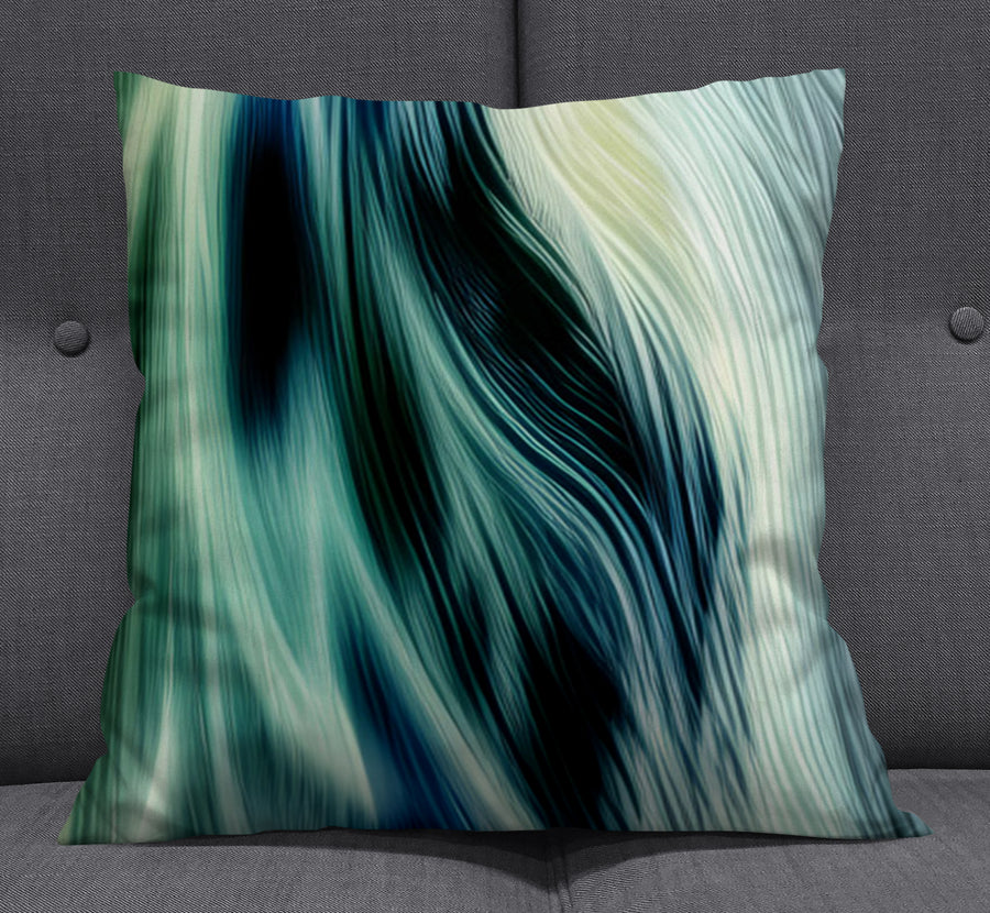 Teal Abstract Fluid Texture Pattern Throw Pillow Cover