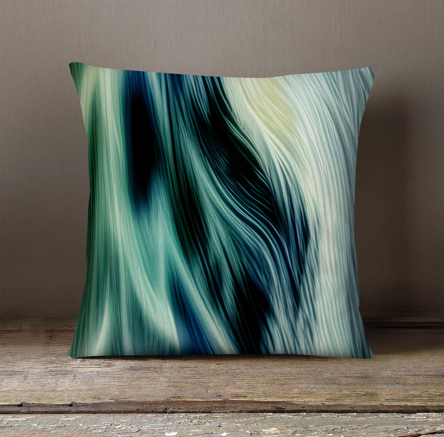 Teal Abstract Fluid Texture Pattern Throw Pillow Cover