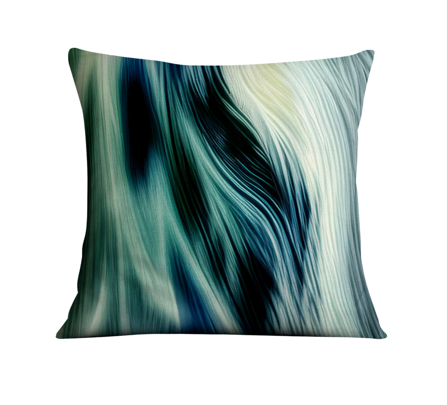Teal Abstract Fluid Texture Pattern Throw Pillow Cover